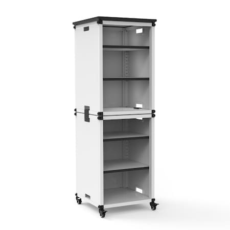Luxor Modular Classroom Bookshelf - Narrow Stacked Modules with Casters and Tabletop MBSCB06